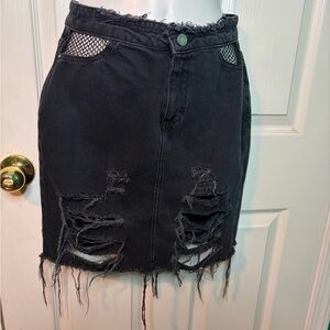 NWT Zara Black Distressed Mini Skirt